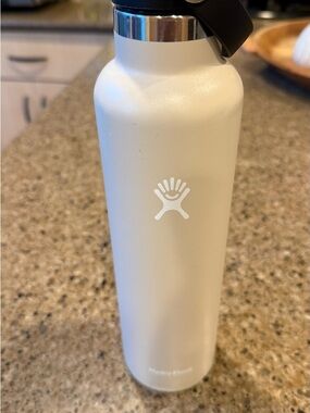 Hydro Flask Stainless Steel Bottle in Oat with Black Lid 24oz